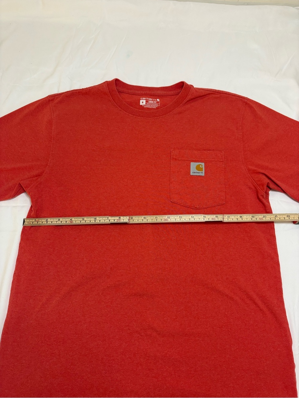 Carhartt Orange Red Men’s Medium Loose Fit Rugged Flex Tee Shirt Cotton Blend - Picture 5 of 8
